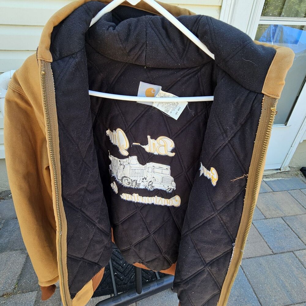 Vintage Carhartt Hooded Jacket J04 BRN Men's Medium Duck. Extra Large W/ Graphic - Picture 4 of 14